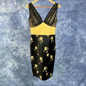 Phoebe Couture Black & Gold Asian Inspired Dress Sz 4